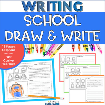 Preview of School Directed Drawing Writing Prompts - Print & Cursive Handwriting Practice