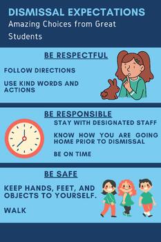 Preview of School Dismissal Expectations/Procedures Poster 24 x 36 in