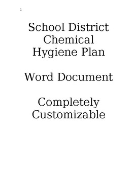 Preview of School District Chemical Hygiene Plan Customizable Word Document