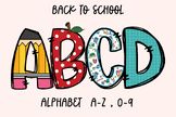 School Doodle Alpha Letters & Numbers School Supplies Clip
