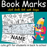 School Doodle Coloring Bookmarks With Editable Student's N