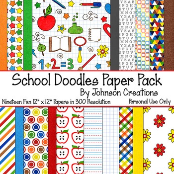 Preview of School Doodles Paper Pack