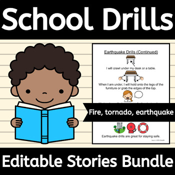 Preview of School Drills Social Skills Stories for Fire, Tornado, and Earthquake EDITABLE