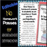 School Events Editable No Homework Pass