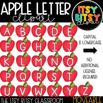 Preview of School Fall Apple Clipart Moveable Capital and Lowercase Back to School Images