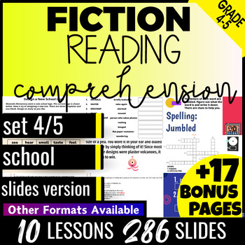 Preview of School Fiction Reading Comprehension Google Slides Digital Resources Grade 4-5