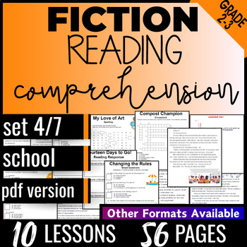 Preview of School Fiction Reading Comprehension Passages and Questions 2nd 3rd Grade |Set4
