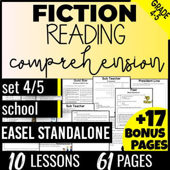Preview of School Fiction Reading Passages and Questions 4th-5th Grade Easel Activity
