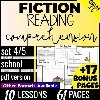 Preview of School Fiction Reading Comprehension Passages and Questions 4th 5th Grade