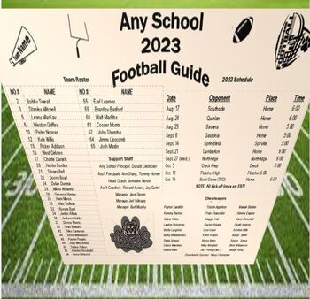 Preview of School Football Program (short)  (EDITABLE/Template)