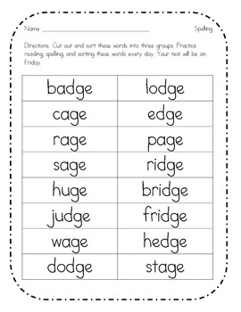 School Frogs -dge & -ge Word Sort by Primary Reading Party | TpT