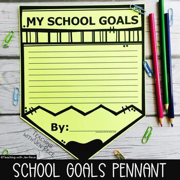 Preview of Back to School Goals Pennant with TpT Easel Activity