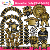 School Graduation Party Clipart Images: Black Gold Cap Bal