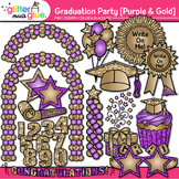 School Graduation Party Clipart Images: Purple Gold Cap Ba