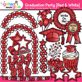 School Graduation Party Clipart Images: Red & White Cap Ba