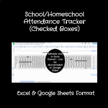 Preview of School/Homeschool Attendance Tracker (Checked Boxes)
