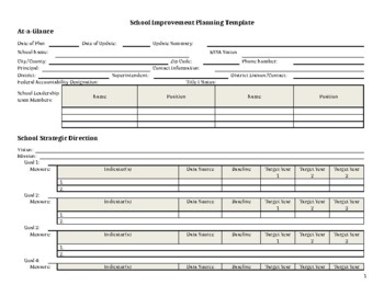 Preview of School Improvement Planning Template (editable & fillable resource)