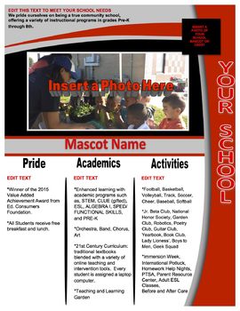 Preview of School Information Flyer  - Editable