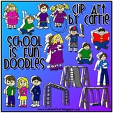 School Is Fun digital clip art (BW and full-color PNG files)