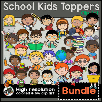Preview of School Kid Toppers Clip Art Bundle