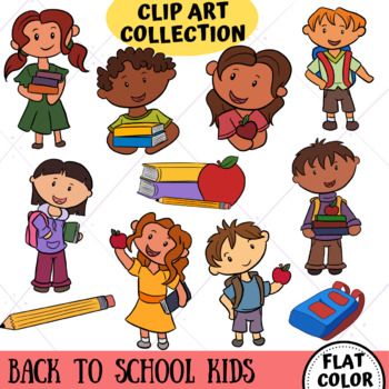 School Kids Back To School Clip Art Flat Color Only By Keepinitkawaii