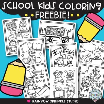 Preview of School Kids Coloring Pages FREEBIE!