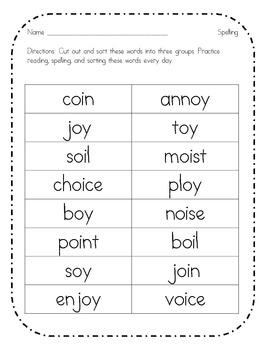 School Kids oi, oy Diphthong Word Sort by Primary Reading Party | TpT