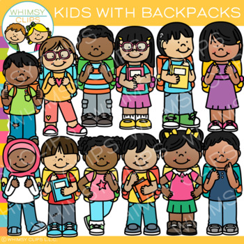 School Kids With Backpacks Clip Art By Whimsy Clips Tpt