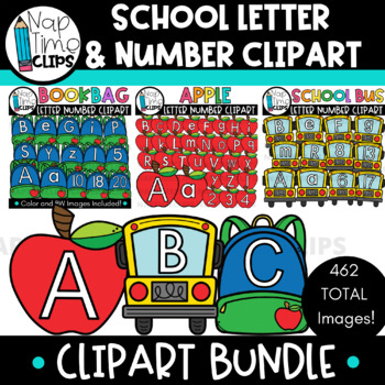 Preview of School Letter Number Moveable Clipart BUNDLE {Alphabet Clipart}
