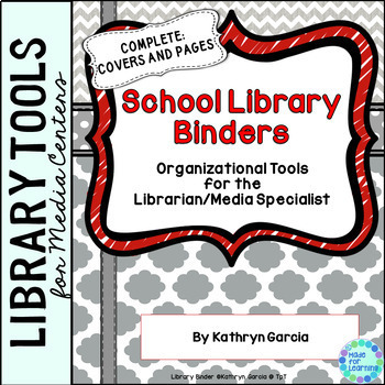 Preview of Library Planner Binders COMPLETE Gray Red