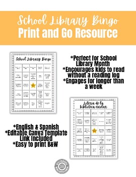Preview of School Library Bingo *ENGLISH & SPANISH*