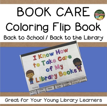 Preview of School Library Book Care Coloring Flip Book Primary