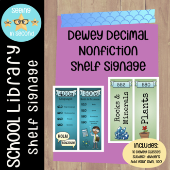 Preview of School Library Dewey Decimal Nonfiction Shelf Signage