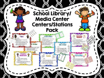 Preview of School Library/Media Center Centers/Stations Pack
