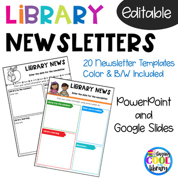 Preview of School Library Newsletter Templates - Editable | Print | Digital