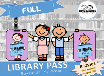 Preview of School Library Pass - Boys and Girls Passes for Classroom Management