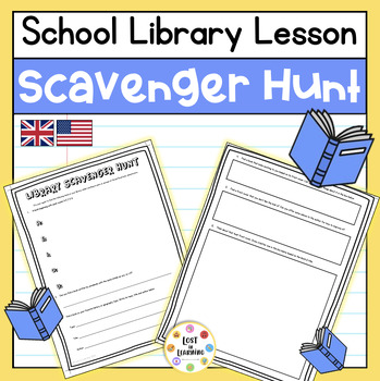 Preview of School Library Scavenger Hunt Lesson || Library Skills Game