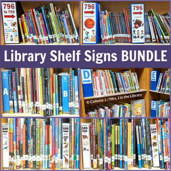 Preview of School Library Shelf Signs BUNDLE