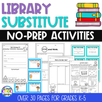 Preview of School Library Substitute - No Prep Worksheets and Activities