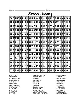 Preview of School Library Word Search