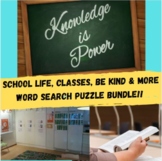 School Life Word Search Bundle: Puzzles on Library, Nurse,