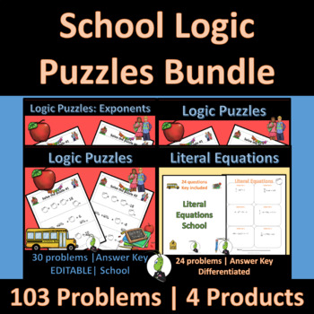 Preview of School Logic Puzzles | Algebra | Integers | Picture puzzle | Exponents