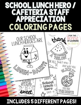 Preview of School Lunch Hero Day Cafeteria Appreciation Day Coloring Page Thank you Card