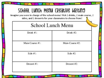 school lunch menu essay