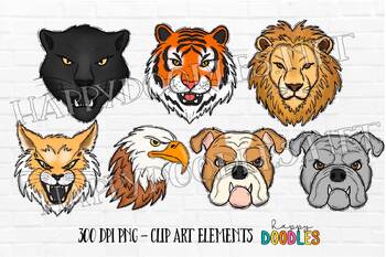 Preview of School Mascot Clip Art, Bulldogs, Tigers, Panthers, Wildcats, Eagles, Lions