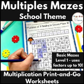 Preview of School Multiples Mazes -- Skip Counting and Beginning Multiplication Worksheets