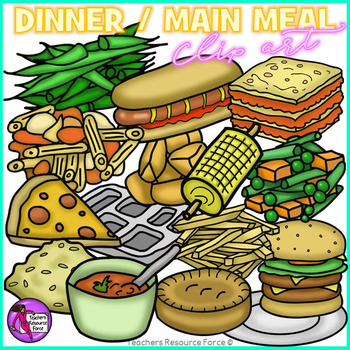 Preview of Dinner meal realistic clip art