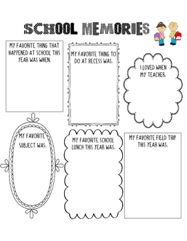 End of School Year Memories Worksheet, Fun