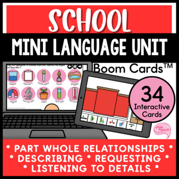 Preview of School Mini Language Activities No Prep Speech Therapy Boom Cards™