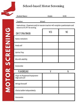 Preview of School Motor Screening